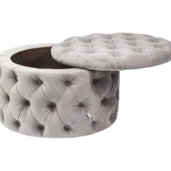 Banquette coffre Desire velours argenté><noscript><img width=