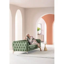 Canapé Bellissima 3-places velours vert 240cm><noscript><img width=