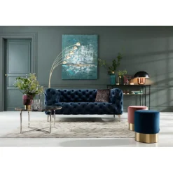 Canapé Look 2-places velours bleu>KARE Design Discount