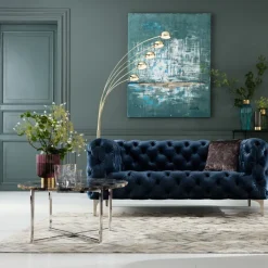 Canapé Look 2-places velours bleu><noscript><img width=