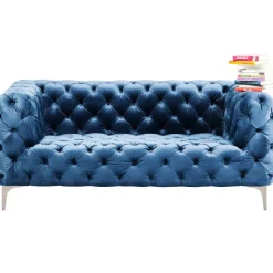 Canapé Look 2-places velours bleu><noscript><img width=