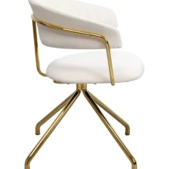 Chaise pivotante Belle velours crème><noscript><img width=