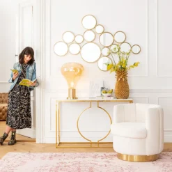 Console Miami Loft doré 120cm><noscript><img width=