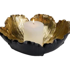 Coupe décorative Flower Bloom noir-doré Ø25cm><noscript><img width=