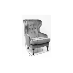 Fauteuil à oreilles Patchwork rouge><noscript><img width=