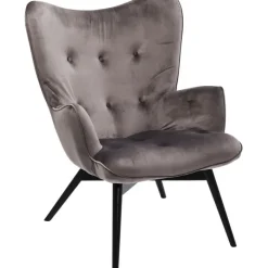 Fauteuil Black Vicky velours gris><noscript><img width=