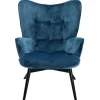 Fauteuil Black Vicky velours pétrole>KARE Design Sale