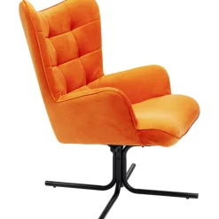 Fauteuil pivotant Oscar velours orange><noscript><img width=