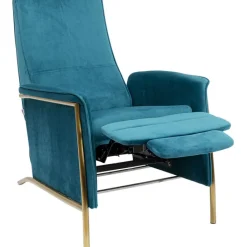 Fauteuil relax Lazy velours bleu><noscript><img width=