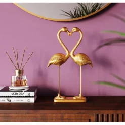 Figurine décorative Flamingo Love doré 39cm>KARE Design