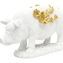 Figurine décorative Flower Pig blanc 21cm>KARE Design Discount