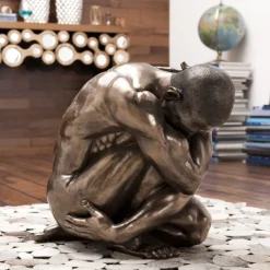 Figurine décorative Nude Man Hug bronze 54cm><noscript><img width=