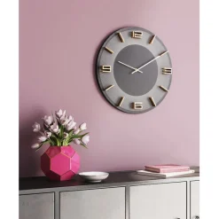 Horloge murale Leonardo gris/doré Ø49cm>KARE Design Discount