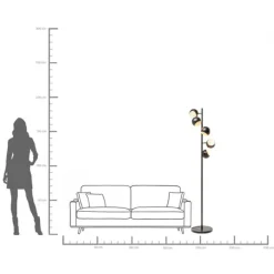Lampadaire Calotta noir 5 180cm><noscript><img width=