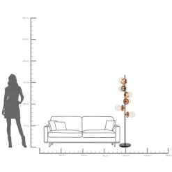 Lampadaire Double Bubble cuivre 165cm><noscript><img width=