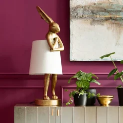 Lampe à poser Animal Rabbit doré/blanc 88cm><noscript><img width=