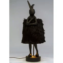 Lampe à poser Animal Rabbit Fur noir/doré 68cm>KARE Design Discount