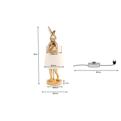 Lampe á poser Animal Rabbit doré/blanc 68cm><noscript><img width=