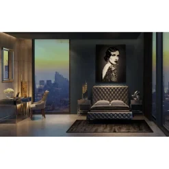 Lit Desire haut gris argenté 160x200cm><noscript><img width=