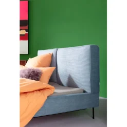 Lit East Side velours cotelé bleu 180x200cm><noscript><img width=