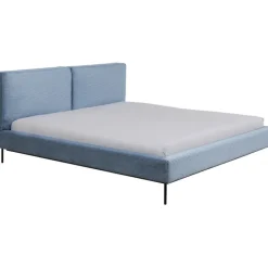 Lit East Side velours cotelé bleu 180x200cm><noscript><img width=