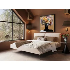 Lit East Side velours côtelé crème 180x200>KARE Design New