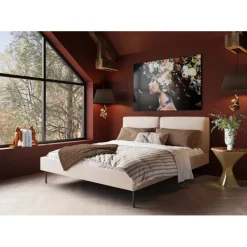 Lit East Side velours côtelé crème 160x200>KARE Design Sale