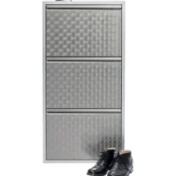 Meuble à chaussures Caruso 3 alu brossé><noscript><img width=