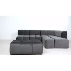 Pouf Belami velours gris><noscript><img width=