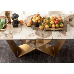 Table à rallonges Connesso laiton 200(+60)x90cm><noscript><img width=