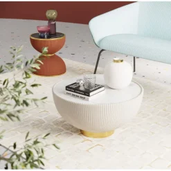 Table basse Endless Vegas blanc Ø71cm><noscript><img width=