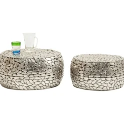 Table basse Pebbles Deluxe argenté (jeu de 2)>KARE Design Discount
