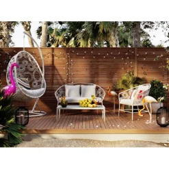 Table basse Tiki blanc><noscript><img width=