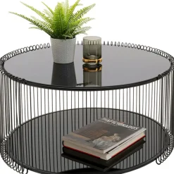 Table basse Wire Double noir Ø80cm><noscript><img width=