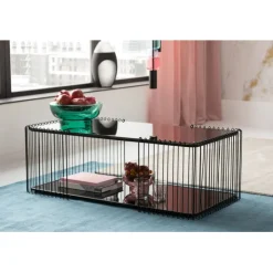 Table basse Wire Double noir 120x60cm><noscript><img width=
