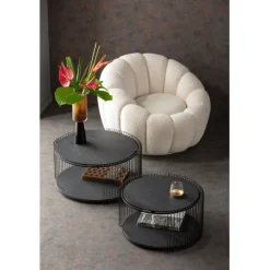 Table basse Wire Double noir bois (2/Set)><noscript><img width=
