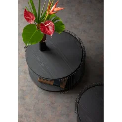 Table basse Wire Double noir bois (2/Set)><noscript><img width=