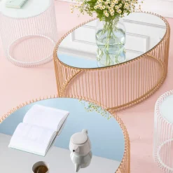 Table basse Wire Uno laiton 60x90cm><noscript><img width=