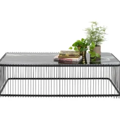 Table basse Wire verre marbre noir 145x70cm><noscript><img width=