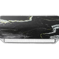 Table basse Wire verre marbre noir 145x70cm><noscript><img width=