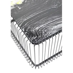 Table basse Wire verre marbre noir 145x70cm><noscript><img width=