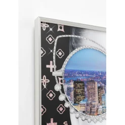 Tableau en verre encadré NY View 80x80cm><noscript><img width=