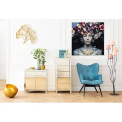 Tableau en verre Flower Art Lady 120x120cm><noscript><img width=