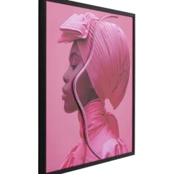 Tableau encadré LED Pink Woman 80x80cm><noscript><img width=