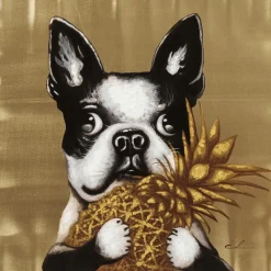 Tableau sur toile Dog with Pineapple 80x80cm><noscript><img width=