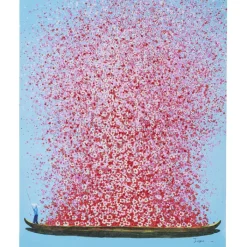 Tableau sur toile Flower Boat bleu-fuchsia 80x100><noscript><img width=