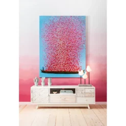 Tableau sur toile Flower Boat bleu-fuchsia 80x100><noscript><img width=