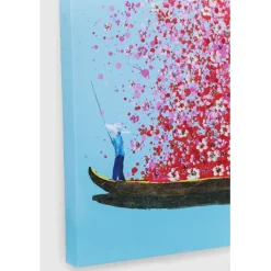 Tableau sur toile Flower Boat bleu-fuchsia 80x100><noscript><img width=