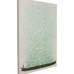 Tableau sur toile Flower Boat beige vert 80x100cm><noscript><img width=