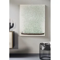 Tableau sur toile Flower Boat beige vert 120x160cm><noscript><img width=
